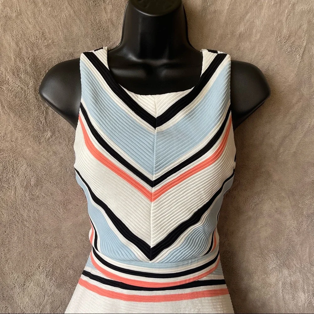 White Striped A Line Dress - Picture 2 of 10